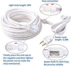 img 1 attached to ✨ Premium 50ft Rope Lights: Waterproof White LED Strip Light | Indoor/Outdoor Connectable & Flexible | 900 LEDs | 6000K | 110V Plug-in | Decorative Tape Lighting for Patio, Deck, Bedroom, Kitchen