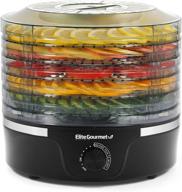 🍎 elite gourmet food dehydrator: adjustable temperature controls for jerky, herbs, fruits, veggies, snacks - bpa-free, black 5 trays логотип