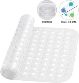img 3 attached to 🛀 Eco-Friendly EHZNZIE Bath Tub Shower Mat (35x15.5 Inch) - Non-Slip, Phthalate & Latex Free, with Suction Cups - XL Size Bath Mat - Clear, Machine Washable - Ideal for Bathroom Safety
