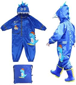 img 4 attached to PiscatorZone Dinosaur Waterproof Rainsuit Coverall