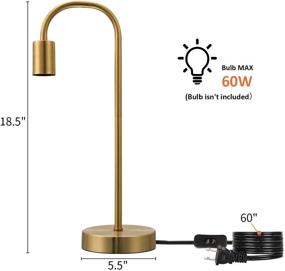 img 2 attached to 💡 Oneach Industrial LED Desk Lamp: Antique Brass Metal Nightstand Table Lamp UL Certified for Living Room Bedroom (18.5", Without Bulb)