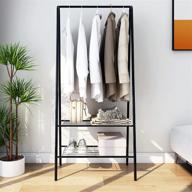 👕 heavy duty metal garment rack with shelves for bedroom clothing storage (black) логотип