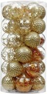 🎄 slking christmas ball ornaments shatterproof: 30 counts gold glittering xmas plastic balls with stuffed decorations - 60mm/2.36" hanging tree balls логотип