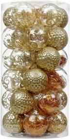 img 4 attached to 🎄 SLKing Christmas Ball Ornaments Shatterproof: 30 Counts Gold Glittering Xmas Plastic Balls with Stuffed Decorations - 60mm/2.36" Hanging Tree Balls