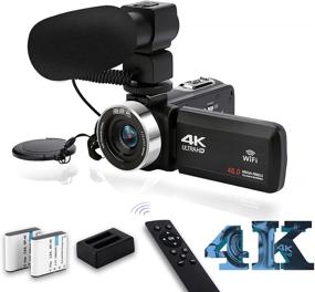 img 4 attached to Ultra HD 4K 48MP Portable Video Camera Camcorder With Audio Input(Microphone)