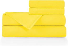 img 4 attached to Find the Perfect Comfort: BASIC CHOICE Microfiber Bed Sheets with Pillowcase in Yellow - Twin Size, Complete Set of 3 Pieces