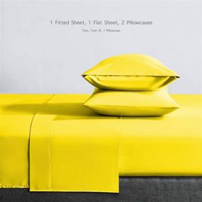 img 3 attached to Find the Perfect Comfort: BASIC CHOICE Microfiber Bed Sheets with Pillowcase in Yellow - Twin Size, Complete Set of 3 Pieces