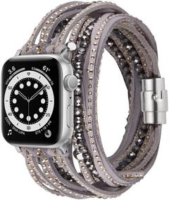 img 4 attached to 🎀 V-MORO Ремешки для Apple Watch для женщин - Многослойные оберточные браслеты с натуральной замшей и ремешком из ручной работы с бусинами - Совместимы с iWatch серии 6/5/4/3/2/1/SE, 38/40/44/42мм.