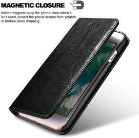 img 2 attached to icarercase iPhone 7/8/SE Wallet Case - Premium PU Leather Folio Flip Cover with Kickstand and Credit Slots in Black for Apple iPhone 7/8/SE 4.7 Inch