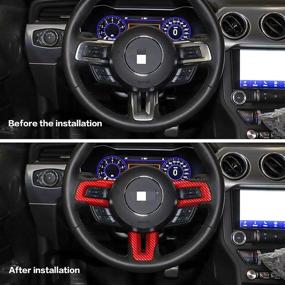 img 1 attached to Отразите внешний вид своего Ford Mustang с помощью наклеек на руль Ramuel 3PCS из углеродного волокна (красные) - совместимые модели с 2015 по 2020 год! 🏎️