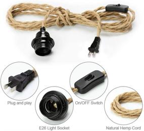 img 3 attached to 🔌 Convenient and Stylish: Industrial 15ft Pendant Light Cord Kit - Vintage Fabric Lamp Cord with Twisted Hemp Rope and Switch Plug - Perfect for DIY Pendant Lamp Projects