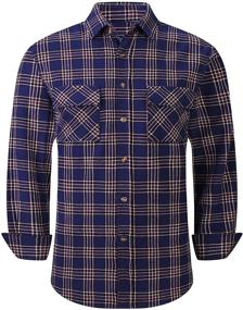 img 4 attached to 👔 Classic Flannel Shirts: Regular Sleeve Buttoned Style for Men