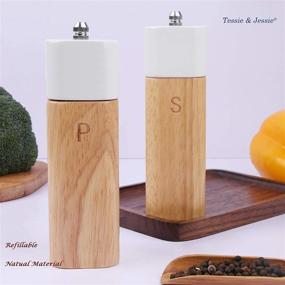 img 2 attached to 🧂 Modern Pepper and Salt Grinders Set - Pepper Mill Shakers for Stylish Christmas Gifts, by Tessie & Jessie (6"+6")