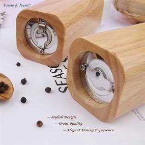 img 1 attached to 🧂 Modern Pepper and Salt Grinders Set - Pepper Mill Shakers for Stylish Christmas Gifts, by Tessie & Jessie (6"+6")