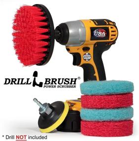 img 1 attached to 🔄 Versatile and Efficient Drill Brush Power Scrubber for Outdoor and Bathroom Cleaning – Stiff Bristle Deck Brush, Concrete Scrub Brush, Scrub Pad Attachments for Cordless Drill, Shower Cleaner, Glass Shower Doors