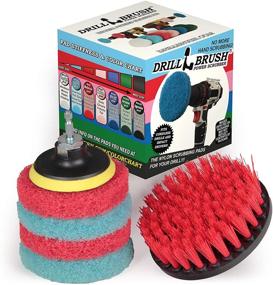 img 4 attached to 🔄 Versatile and Efficient Drill Brush Power Scrubber for Outdoor and Bathroom Cleaning – Stiff Bristle Deck Brush, Concrete Scrub Brush, Scrub Pad Attachments for Cordless Drill, Shower Cleaner, Glass Shower Doors