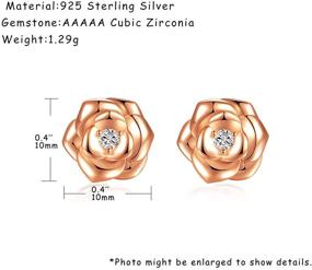 img 2 attached to 🌹 Stunning FANCIME Sterling Silver Rose Flower Necklace and Stud Earrings Set - Sparkling CZ Diamond Rose Pendant Jewelry Gift for Women, Girls, and Mom