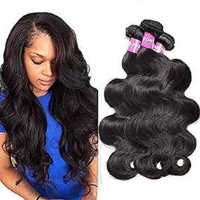 img 3 attached to 💁 Premium 10A Brazilian Body Wave Human Hair Bundle Weave - 16 18 20inch Lengths, 100% Unprocessed Virgin Hair