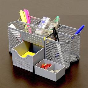 img 1 attached to 🗂️ Organize Your Desk in Style with DecoBros Silver Desk Supplies Organizer Caddy