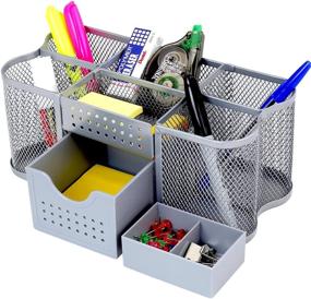 img 2 attached to 🗂️ Organize Your Desk in Style with DecoBros Silver Desk Supplies Organizer Caddy