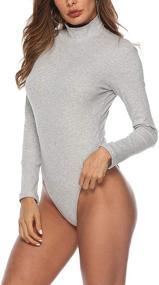 img 4 attached to Queen M Bodysuit Turtleneck Jumpsuit Stretchy Women's Clothing for Jumpsuits, Rompers & Overalls