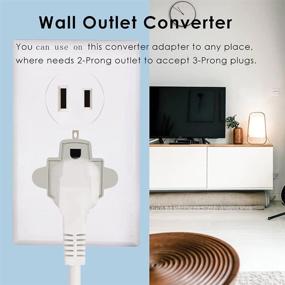 img 1 attached to 🔌 ETL Listed 3 Prong to 2 Prong Outlet Adapters - Polarized Grounding Outlet Converters for Wall Outlet - Heat Resistant Plug Converter - Converts 2 to 3-Prong - Pack of 6 (White)