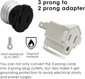img 3 attached to 🔌 ETL Listed 3 Prong to 2 Prong Outlet Adapters - Polarized Grounding Outlet Converters for Wall Outlet - Heat Resistant Plug Converter - Converts 2 to 3-Prong - Pack of 6 (White)