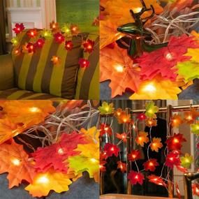 img 1 attached to 🍁 Ponwec Fall Room Decor Maple Leaf Light: Vibrant 5-Color Garland with 20 Twinkle Lights for Indoor Outdoor Thanksgiving Party Decorations