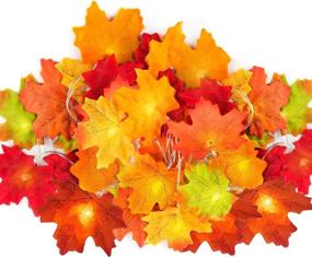 img 4 attached to 🍁 Ponwec Fall Room Decor Maple Leaf Light: Vibrant 5-Color Garland with 20 Twinkle Lights for Indoor Outdoor Thanksgiving Party Decorations