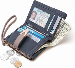 img 3 attached to 👛 Pofee Womens RFID Small Bifold Wallet - Secure and Stylish Ladies Zipper Card Clutch Coin Purse Wristlet