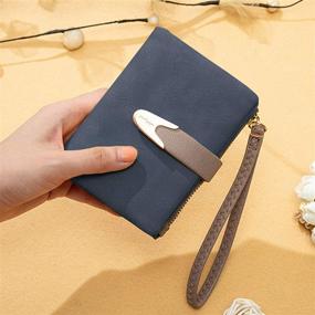 img 2 attached to 👛 Pofee Womens RFID Small Bifold Wallet - Secure and Stylish Ladies Zipper Card Clutch Coin Purse Wristlet