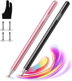 img 4 attached to [2 Pcs] joyroom Stylus Pen for Touch Screen, Universal iPad Pencil for Kid Student Drawing, Writing, with Artist Glove(Palm Rejection), Compatible with Apple iPhone iPad Pro Mini Air Android Samsung Surface - Improve SEO