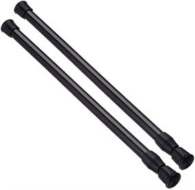 img 4 attached to 🪟 AIZESI 2PCS Adjustable Short Curtain Rod Set - Tier Window Rods, 16-28inch Length, Black