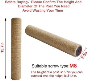 img 3 attached to 🐱 Premium Cat Scratching Post Replacement - Durable Hemp Rope Scratcher Posts for Large Indoor Cats - Includes Screws - Set of 2, 15.7" Tall