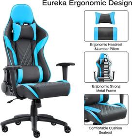 img 2 attached to 🪑 Eureka Gaming Chair: Ergonomic Backrest, Adjustable Swivel and Seat Height, with Headrest and Lumbar Pillow - Ideal Computer Chair for Teens and Adults - Blue