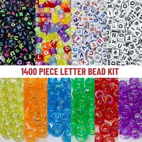 img 3 attached to 1400pcs Acrylic Alphabet Letter Beads for Jewelry Making - KINEZO Alphabet Letter Bead Bracelet Kit with Crystal Thread Roll - DIY Bracelet Beads Set for Kids and Adults