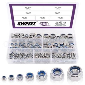 img 4 attached to 🔒 Swpeet 250Pcs 304 Stainless Steel Metric Lock Nut Assortment Kit: Ideal for Lock Washers, Nylon Insert Locknut Series - M3 M4 M5 M6 M8 M10 M12