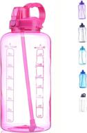 🏞️ yiren 1 gallon (128oz) water bottle: carry handle, pop up straw, bpa free, leak proof - ideal for sports and camping (pink, 128oz, 2 scales) logo