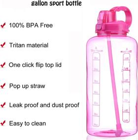 img 1 attached to 🏞️ YIREN 1 Gallon (128oz) Water Bottle: Carry Handle, Pop Up Straw, BPA Free, Leak Proof - Ideal for Sports and Camping (Pink, 128oz, 2 Scales)