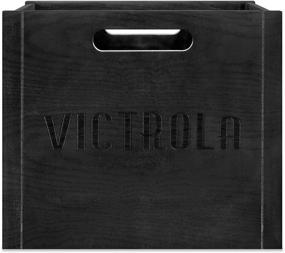 img 2 attached to Организуйте свою коллекцию виниловых пластинок стильно с помощью Victrola деревянного ящика для записей, черного цвета (VA-20-BLK).