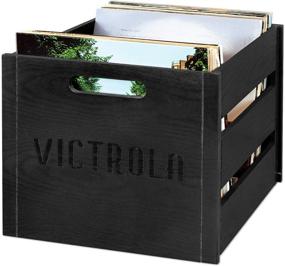 img 1 attached to Organize Your Vinyl Collection in Style with the Victrola Wooden Record Crate, Black (VA-20-BLK)