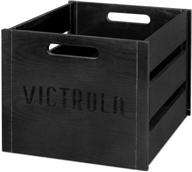 organize your vinyl collection in style with the victrola wooden record crate, black (va-20-blk) logo