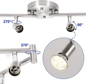 img 1 attached to 🔦 Enhance Your Space with HURYEE 8 Light Track Lighting Kit - Multi-Directional Ceiling Accent Spot Lights, GU10 Socket Bulbs, Flexible Foldable Arms, and Rotatable Light Heads in Brush Nickel