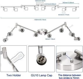 img 2 attached to 🔦 Enhance Your Space with HURYEE 8 Light Track Lighting Kit - Multi-Directional Ceiling Accent Spot Lights, GU10 Socket Bulbs, Flexible Foldable Arms, and Rotatable Light Heads in Brush Nickel