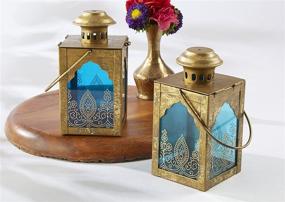 img 2 attached to 💍 Enhance Your Wedding or Party Decor with Kate Aspen Indian Jewel Table Lantern Tea Light Holder - Gold/Blue