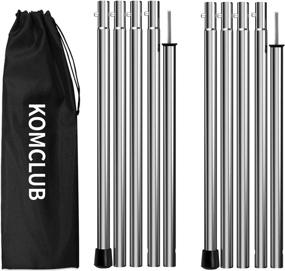 img 4 attached to KOMCLUB Thick Stainless Steel Tarp Poles - Durable Tent Pole Set for Camping, Backpacking, Tarp Awning, Canopy, Beach Shelter, Rain Fly, and Sun Sails (Pack of 2)