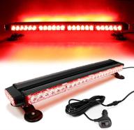 🚨 foxcid red 26" 54 led emergency warning security roof top flash strobe light bar: magnetic base for plow or tow truck construction vehicle logo