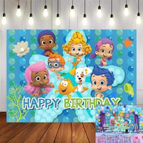 img 4 attached to 📸 Whimsical Cartoon Bubble Guppies Photography Backdrop: Perfect for Fun-filled Ocean Bubble Theme Parties, Newborn Baby Showers, and Cake Table Decor - 5x3ft