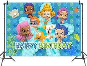 img 3 attached to 📸 Whimsical Cartoon Bubble Guppies Photography Backdrop: Perfect for Fun-filled Ocean Bubble Theme Parties, Newborn Baby Showers, and Cake Table Decor - 5x3ft