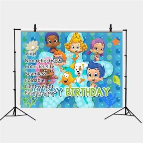 img 1 attached to 📸 Whimsical Cartoon Bubble Guppies Photography Backdrop: Perfect for Fun-filled Ocean Bubble Theme Parties, Newborn Baby Showers, and Cake Table Decor - 5x3ft